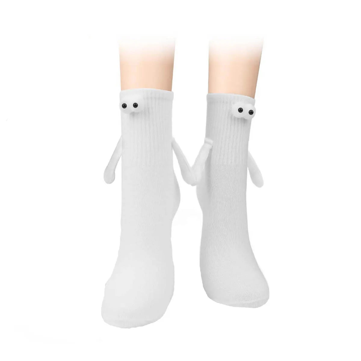 1 Pair Fashion Socks Funny Creative Magnetic Attraction Hands Black White Cartoon Eyes Couples Socks